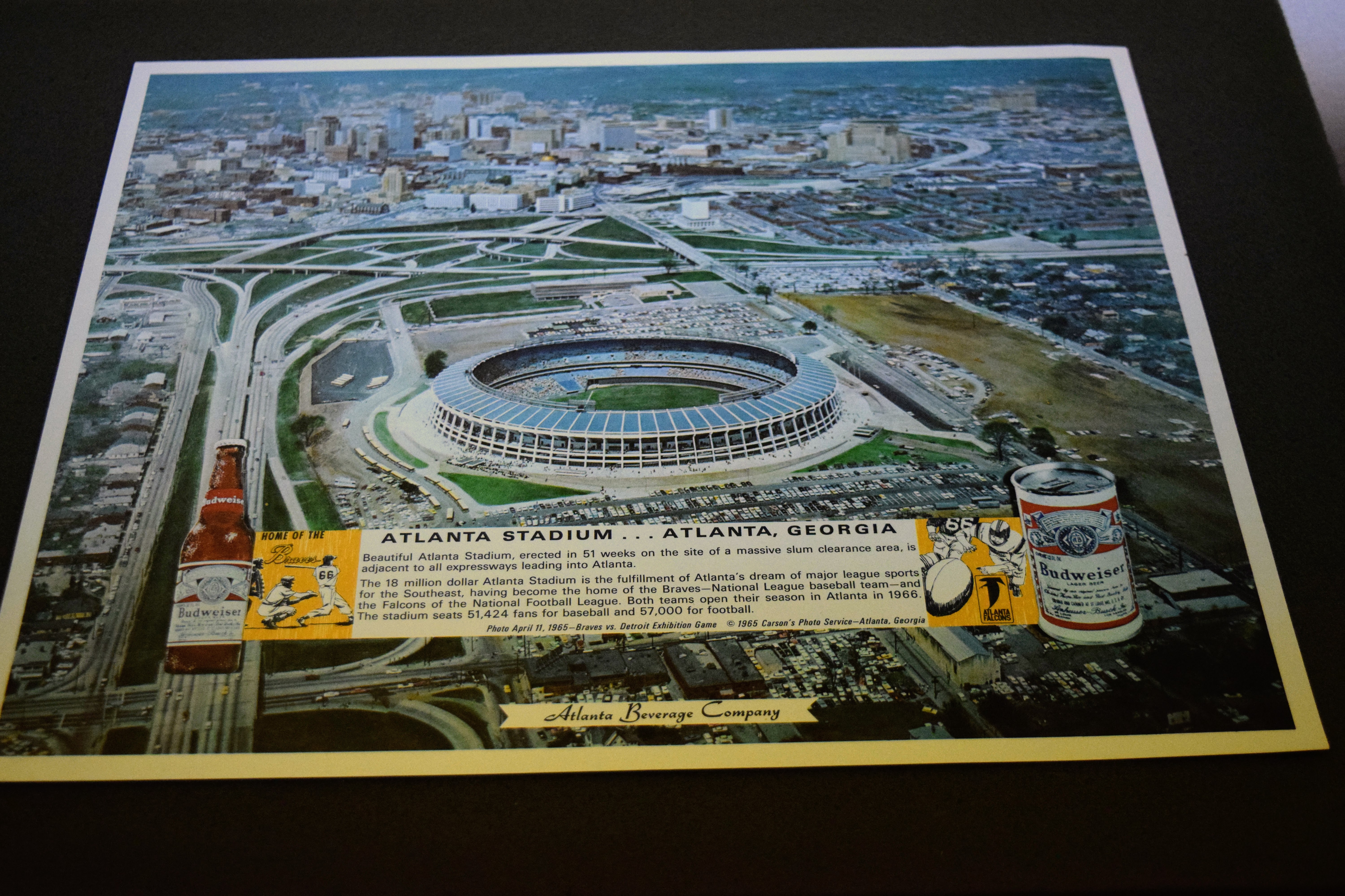 Advertisement poster: 1966 Atlanta Stadium large format, Budweiser