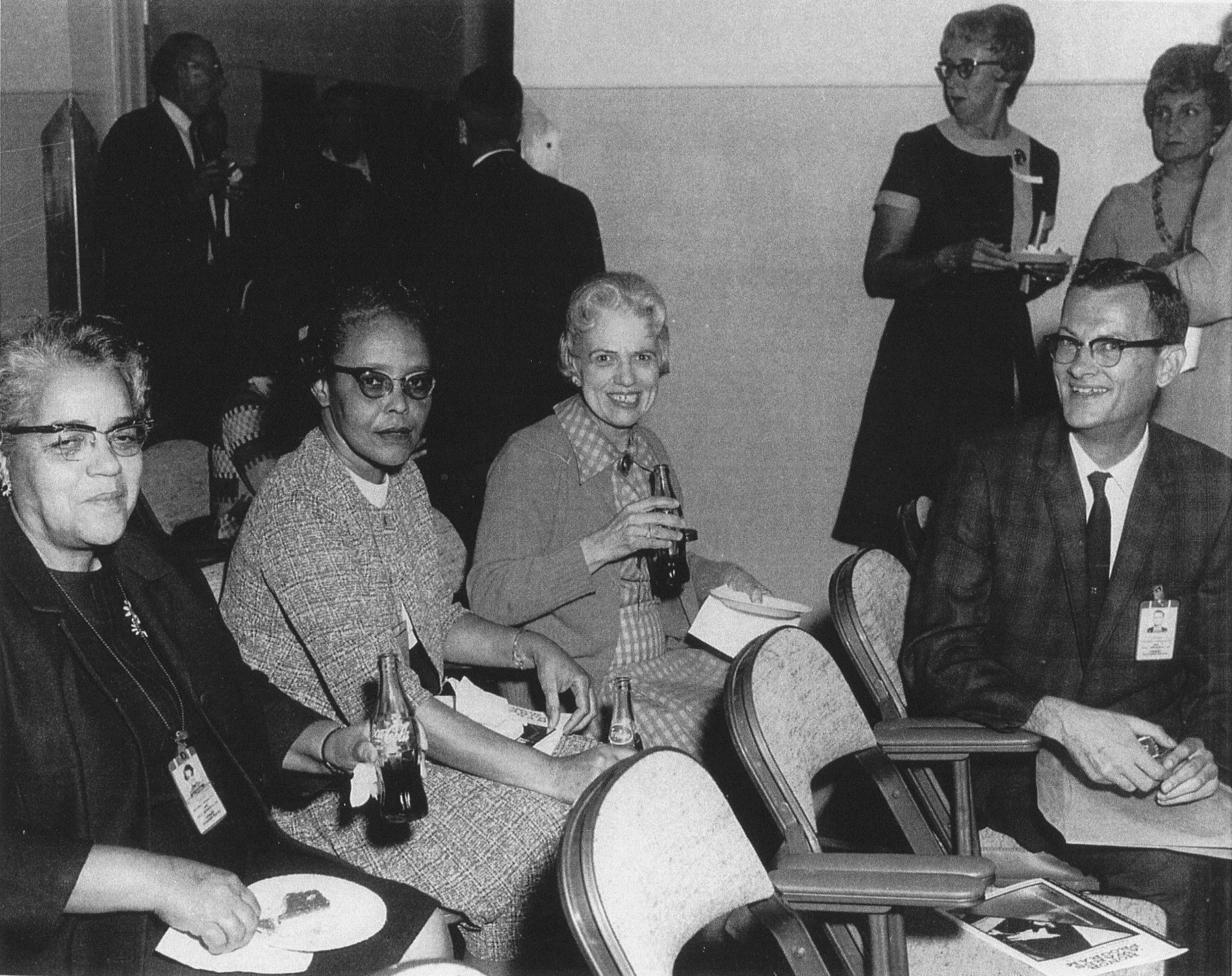 L-R: Dorothy Vaughan, Lessie Hunter, Vivian Adair (Margaret Ridenhour and Charlotte Craidon in back) Human Computers: photo donated by B. Golemba (Wikimedia Commons).